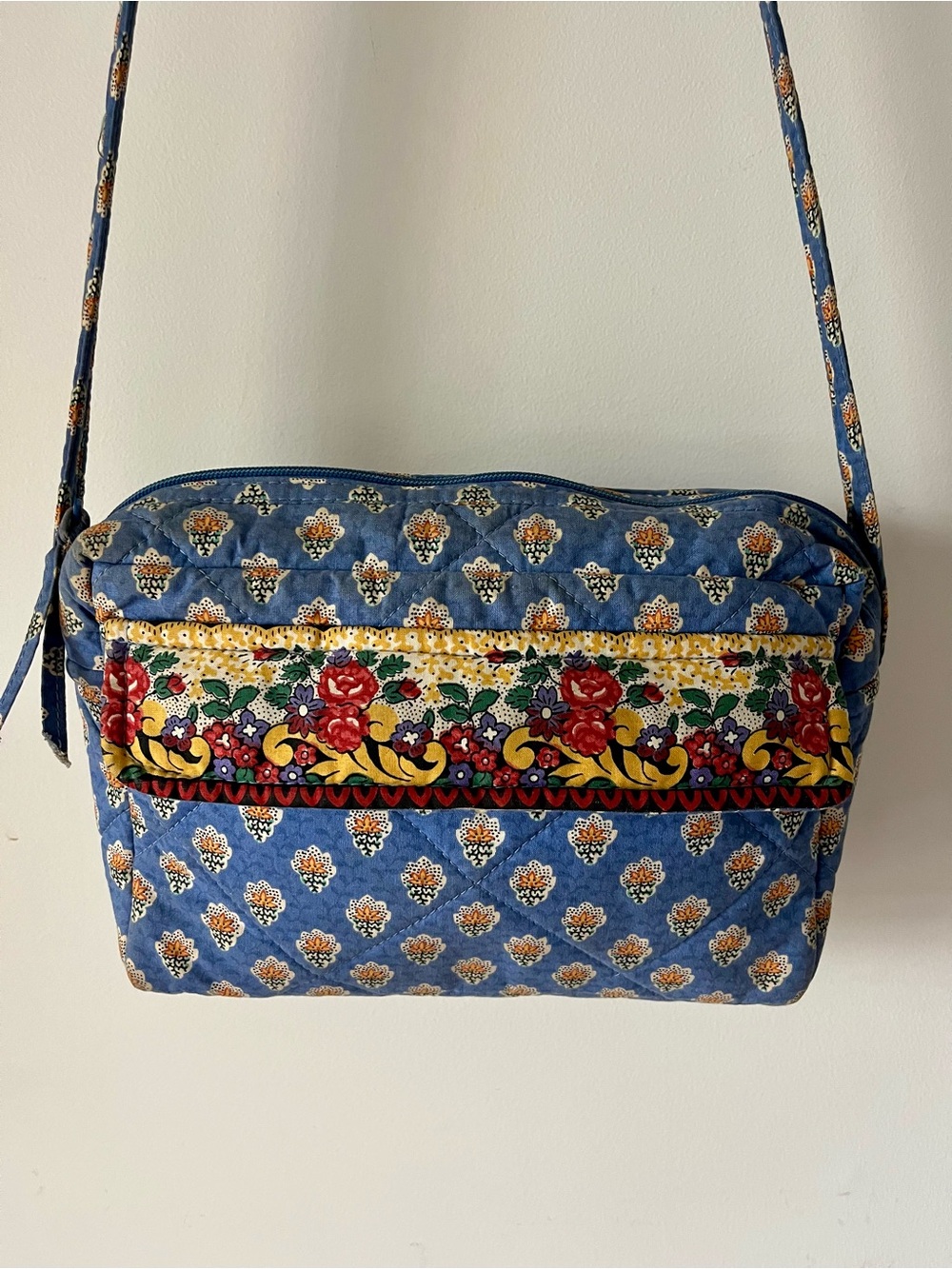 Pierre Deux Quilted Crossbody Bag Blue Floral French Country Vintage - Picture 2 of 15